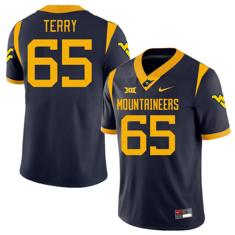 Men #65 Justin Terry West Virginia Mountaineers College 2024 New Uniforms Football Jerseys Stitched